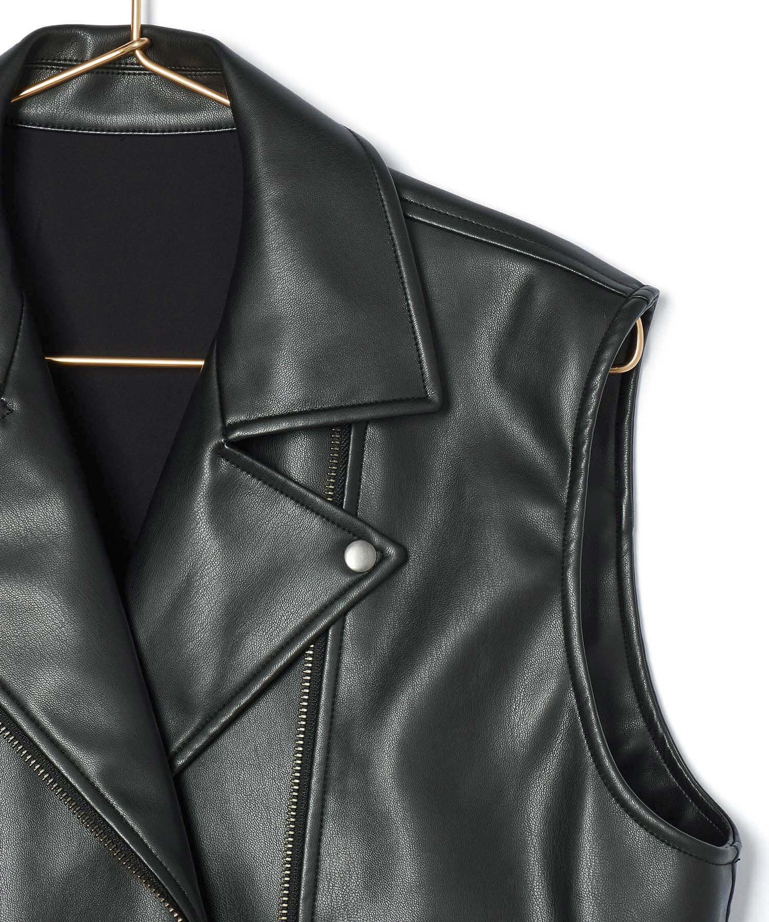 ROPE' PICNIC R「シンセティックレザーノースリーブジャケット」|ライダースジャケット|