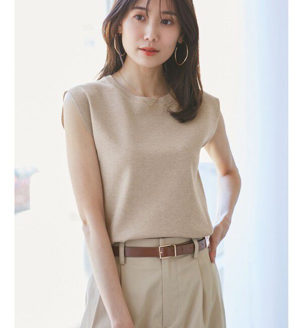 Rope&rsquo;Picnic「【洗濯機OK】LEVITAゼロスリーブサマーニットプルオーバー」|ニット・セーター|