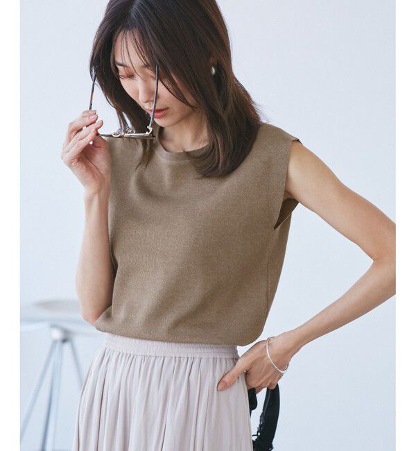 Rope&rsquo;Picnic「【洗濯機OK】LEVITAゼロスリーブサマーニットプルオーバー」|ニット・セーター|