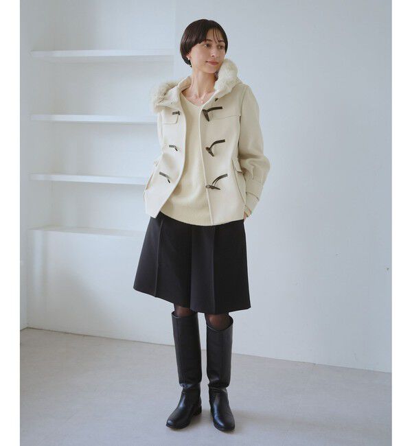 Rope&rsquo;Picnic「ジャージーメルトンシリーズ ファー付きショートダッフルコート/リンクコーデ」|ダッフルコート|