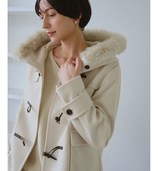 Rope&rsquo;Picnic「ジャージーメルトンシリーズ ファー付きショートダッフルコート/リンクコーデ」|ダッフルコート|
