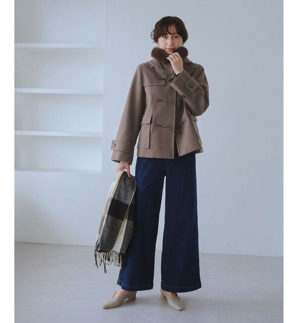 Rope&rsquo;Picnic「ジャージーメルトンシリーズ ファー付きショートダッフルコート/リンクコーデ」|ダッフルコート|