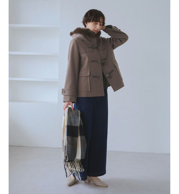 Rope&rsquo;Picnic「ジャージーメルトンシリーズ ファー付きショートダッフルコート/リンクコーデ」|ダッフルコート|