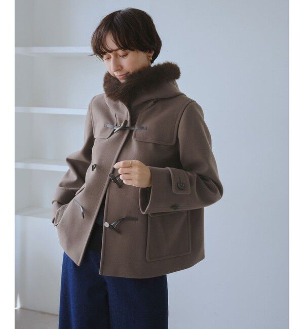 Rope&rsquo;Picnic「ジャージーメルトンシリーズ ファー付きショートダッフルコート/リンクコーデ」|ダッフルコート|