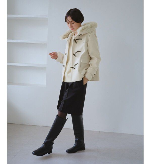 Rope&rsquo;Picnic「ジャージーメルトンシリーズ ファー付きショートダッフルコート/リンクコーデ」|ダッフルコート|