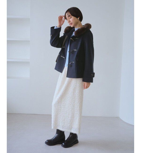 Rope&rsquo;Picnic「ジャージーメルトンシリーズ ファー付きショートダッフルコート/リンクコーデ」|ダッフルコート|