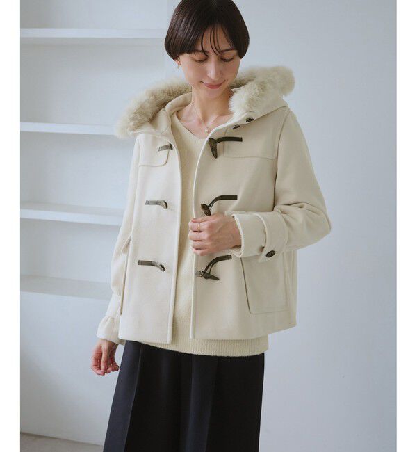 Rope&rsquo;Picnic「ジャージーメルトンシリーズ ファー付きショートダッフルコート/リンクコーデ」|ダッフルコート|