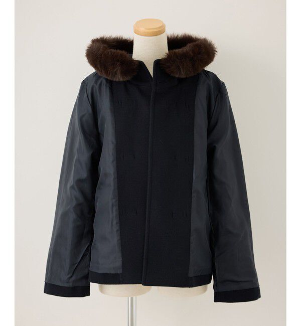 Rope&rsquo;Picnic「ジャージーメルトンシリーズ ファー付きショートダッフルコート/リンクコーデ」|ダッフルコート|