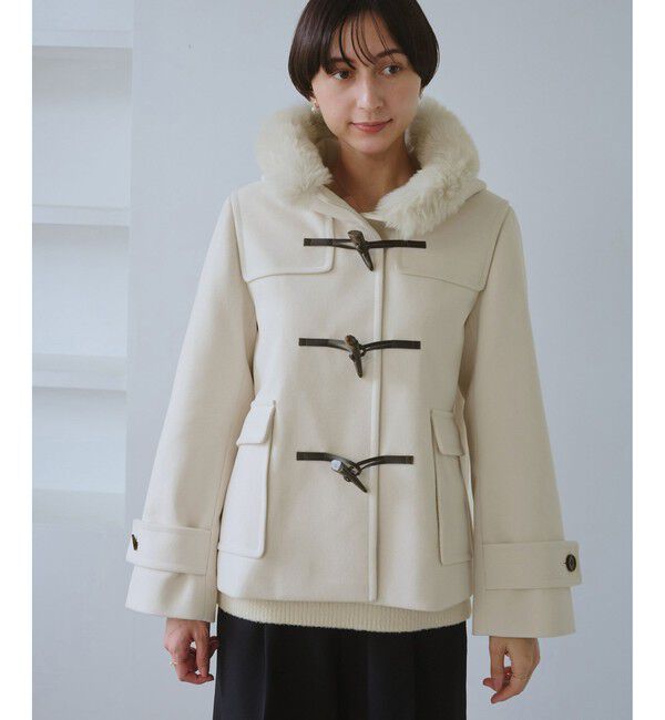 Rope&rsquo;Picnic「ジャージーメルトンシリーズ ファー付きショートダッフルコート/リンクコーデ」|ダッフルコート|