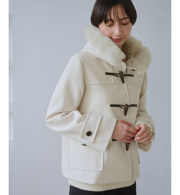 Rope&rsquo;Picnic「ジャージーメルトンシリーズ ファー付きショートダッフルコート/リンクコーデ」|ダッフルコート|