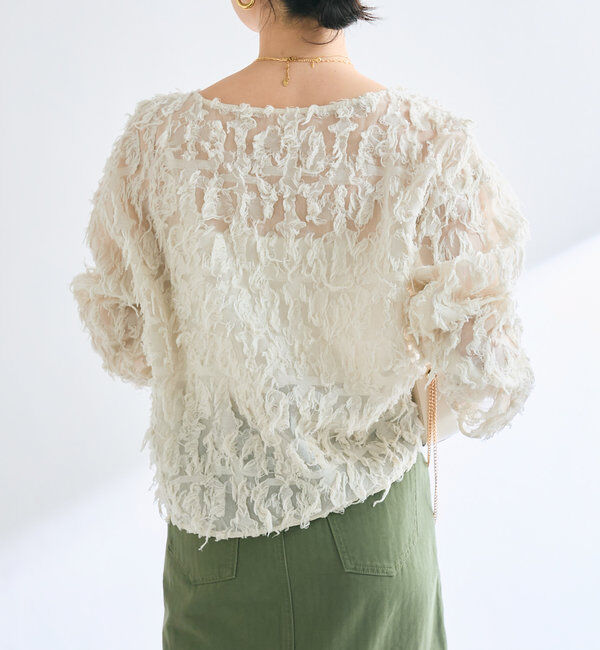  「【オケージョンにも◎】カットジャガードシアーブラウス」|シャツ・ブラウス|