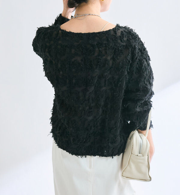  「【オケージョンにも◎】カットジャガードシアーブラウス」|シャツ・ブラウス|