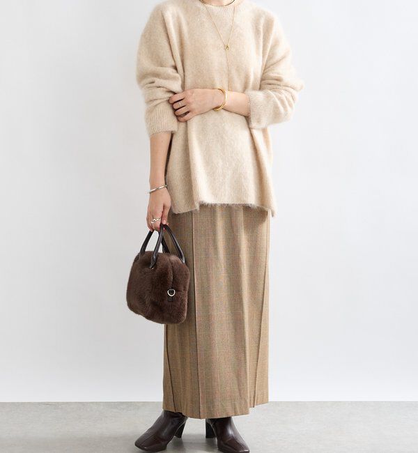  「【暖かく着れる】両面起毛ピンタックナロースカート」|スカート|