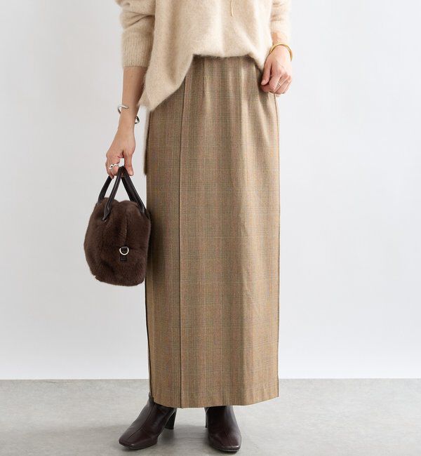  「【暖かく着れる】両面起毛ピンタックナロースカート」|スカート|