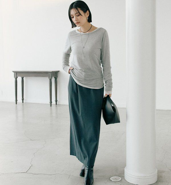  「【暖かく着れる】両面起毛ピンタックナロースカート」|スカート|