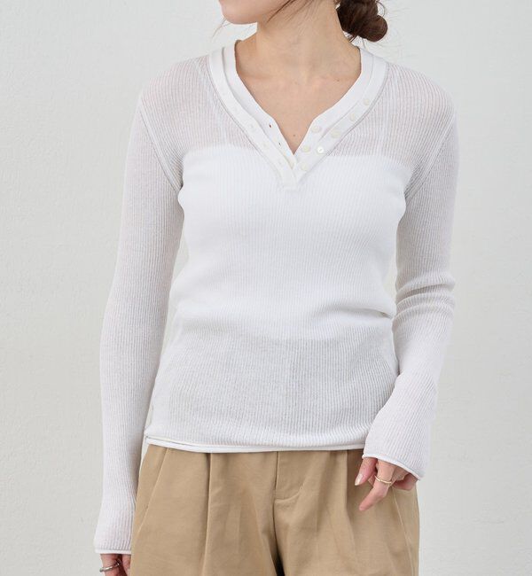  「【26SS予約】ヘンリーネックレイヤードニット」|ニット・セーター|