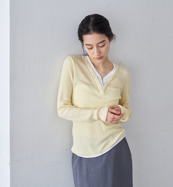  「【26SS予約】ヘンリーネックレイヤードニット」|ニット・セーター|