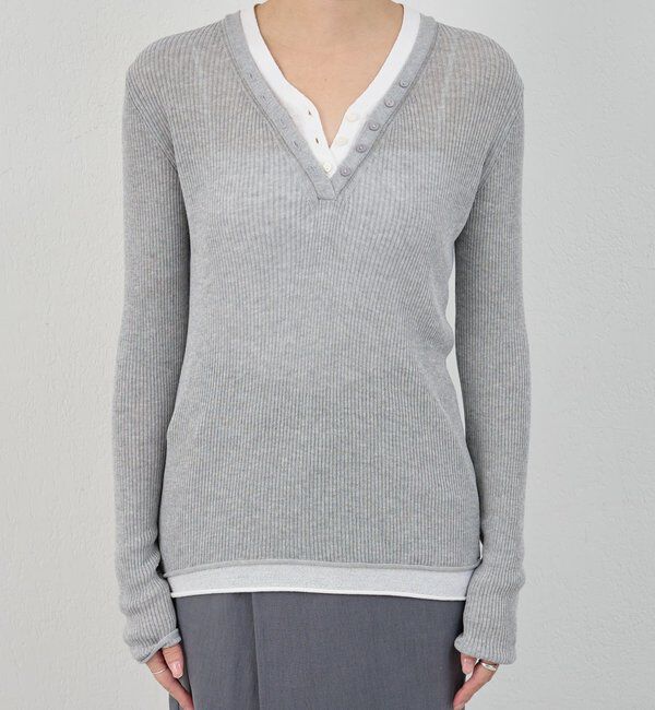  「【26SS予約】ヘンリーネックレイヤードニット」|ニット・セーター|