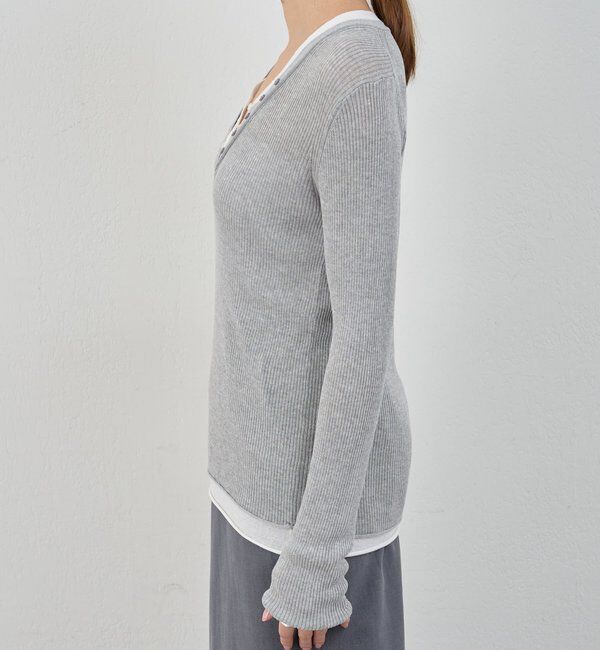  「【26SS予約】ヘンリーネックレイヤードニット」|ニット・セーター|