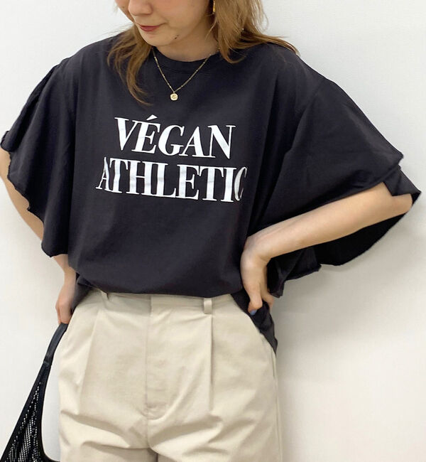 Rouge vif「【MICA＆DEAL/マイカ＆ディール】VEGAN ATHLETIC ロゴフリル」|Tシャツ・カットソー|