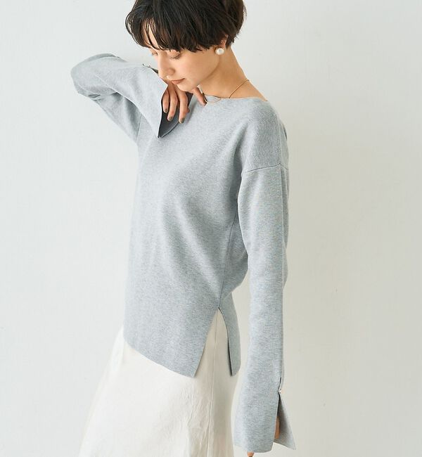 Rouge vif「スムーススリットニットプルオーバー」|ニット・セーター|グレー