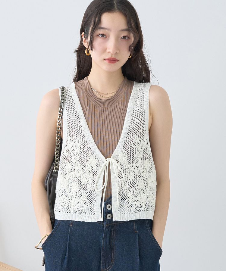 earth music&ecology「ランダムリブノースリーブニット」|ニット・セーター|