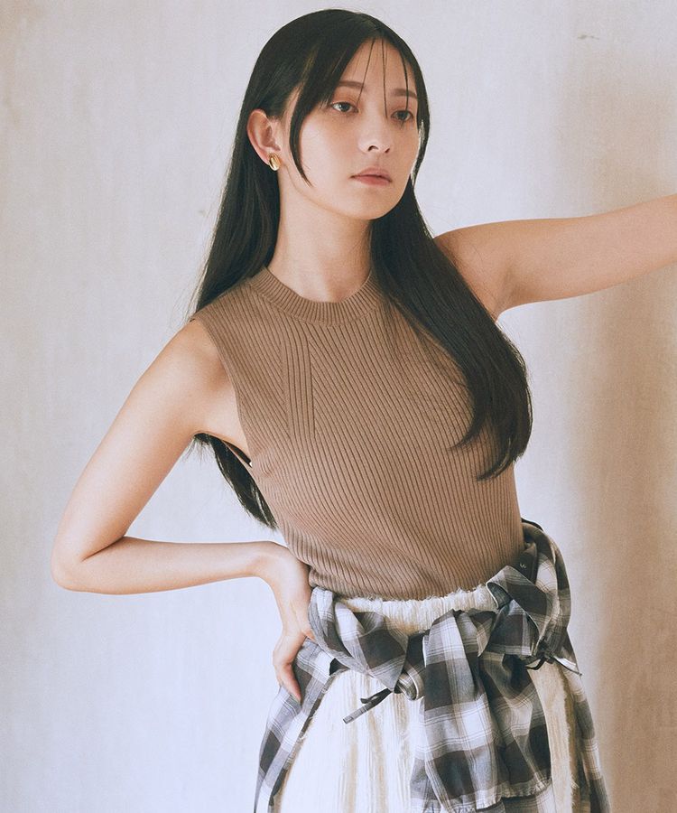 earth music&ecology「ランダムリブノースリーブニット」|ニット・セーター|