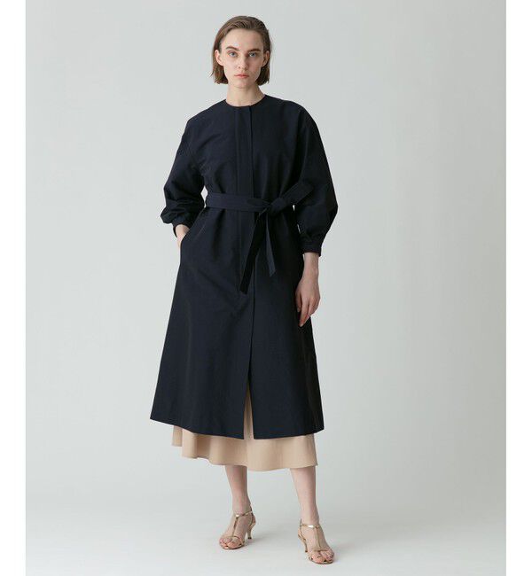 allureville「グログランフロントジップノーカラーコート」|ダッフルコート|ネイビー