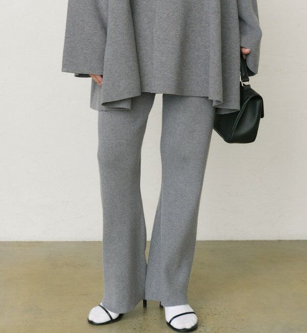  「【セットアップ対応】リブニットフレアパンツ」|その他|グレー