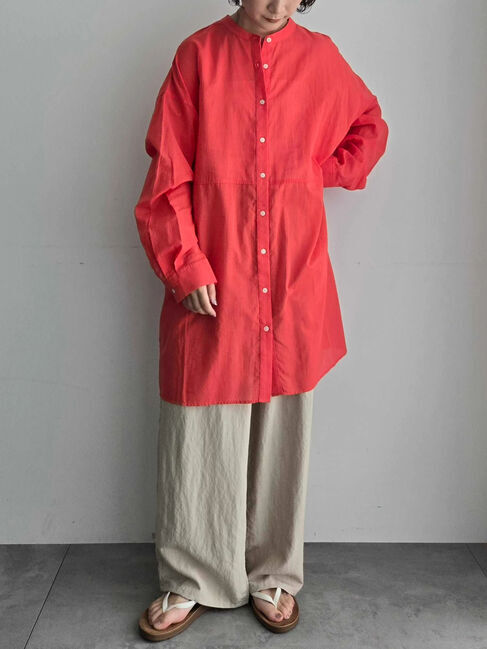 SM2「シアーバンドカラーシャツ」|シャツ・ブラウス|オレンジ