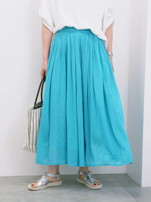 Samansa Mos2 blue「【Made in India】ボイルギャザースカート」|スカート|