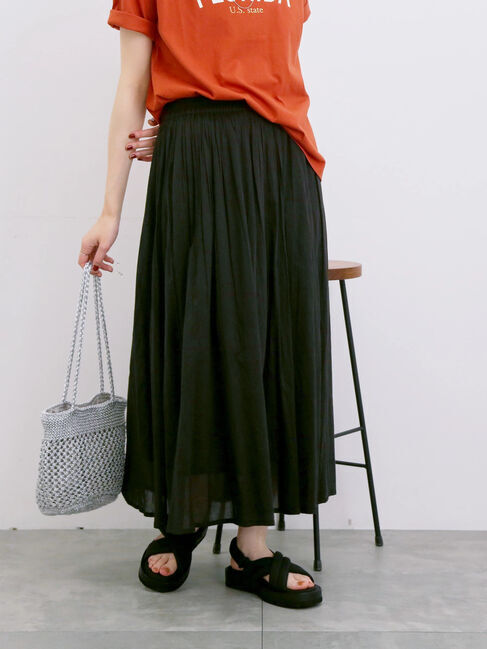 Samansa Mos2 blue「【Made in India】ボイルギャザースカート」|スカート|