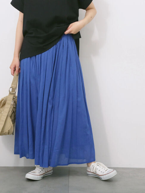 Samansa Mos2 blue「【Made in India】ボイルギャザースカート」|スカート|