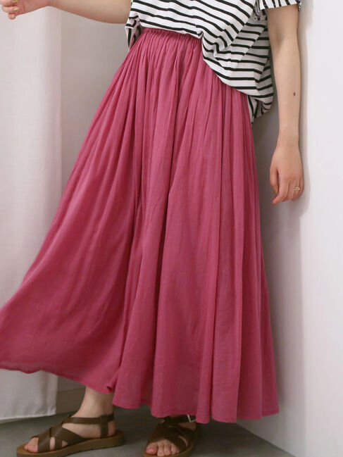 Samansa Mos2 blue「【Made in India】ボイルギャザースカート」|スカート|