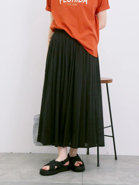 Samansa Mos2 blue「【Made in India】ボイルギャザースカート」|スカート|