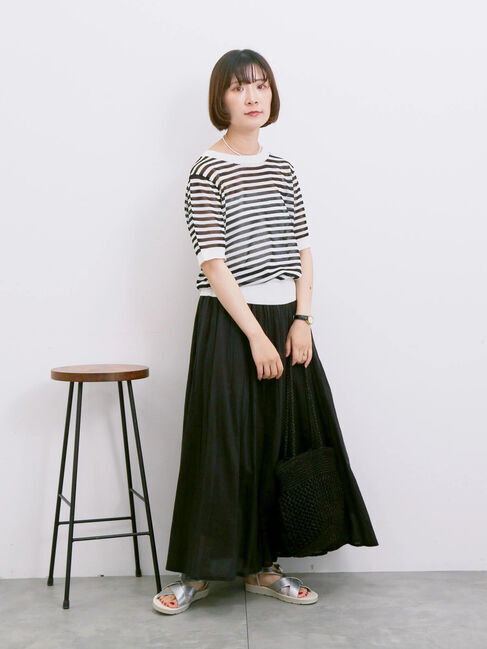 Samansa Mos2 blue「【Made in India】ボイルギャザースカート」|スカート|