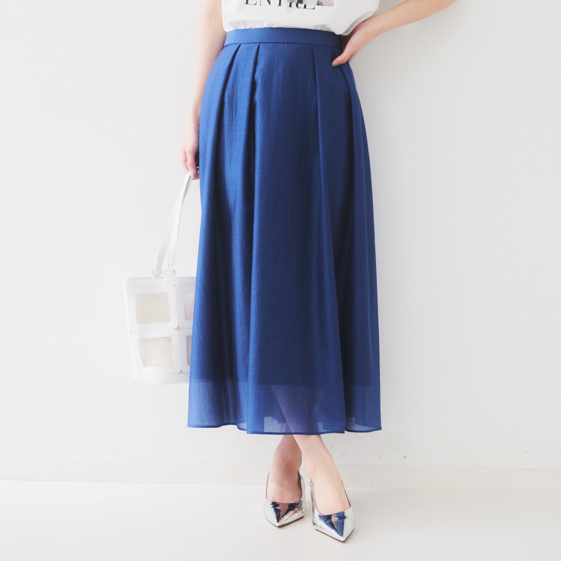 UNTITLED「【後ろウエストゴム/洗える】シアーフレアースカート」|スカート|