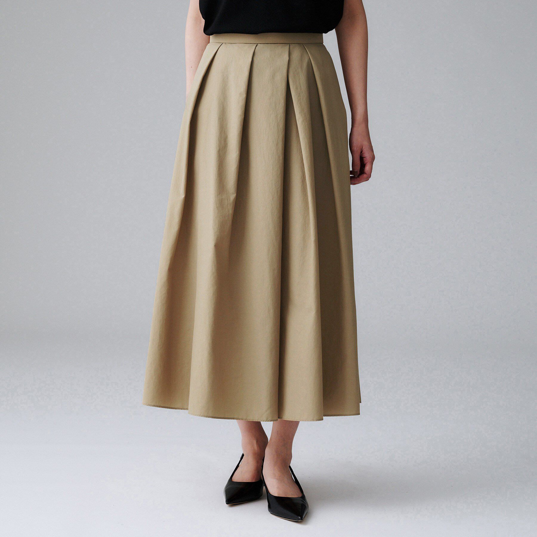 UNTITLED「【はっ水/ナイロン/後ろウエストゴム】タスランフレアスカート」|スカート|