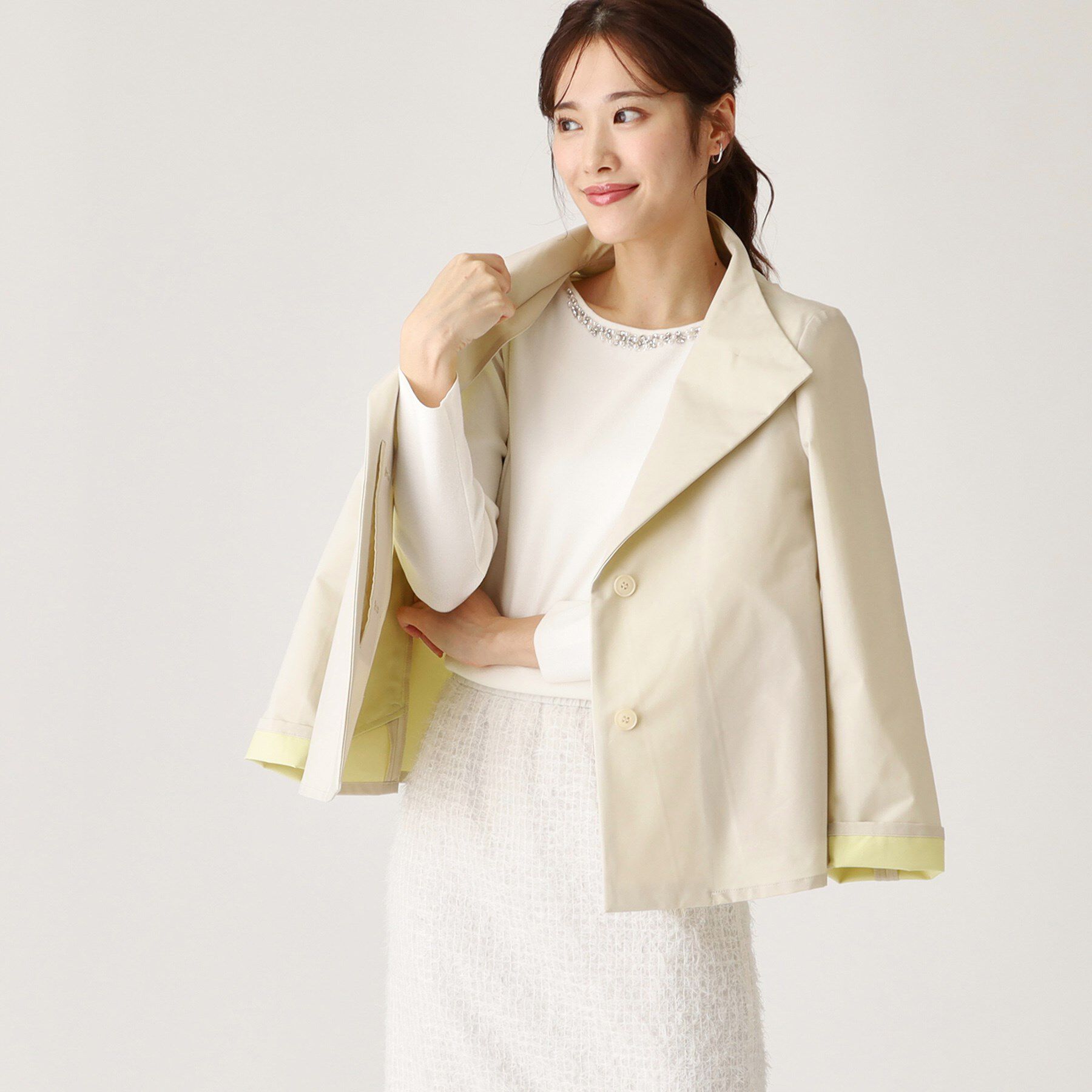 COUP DE CHANCE「【洗える】配色使いショート丈コート」|その他|