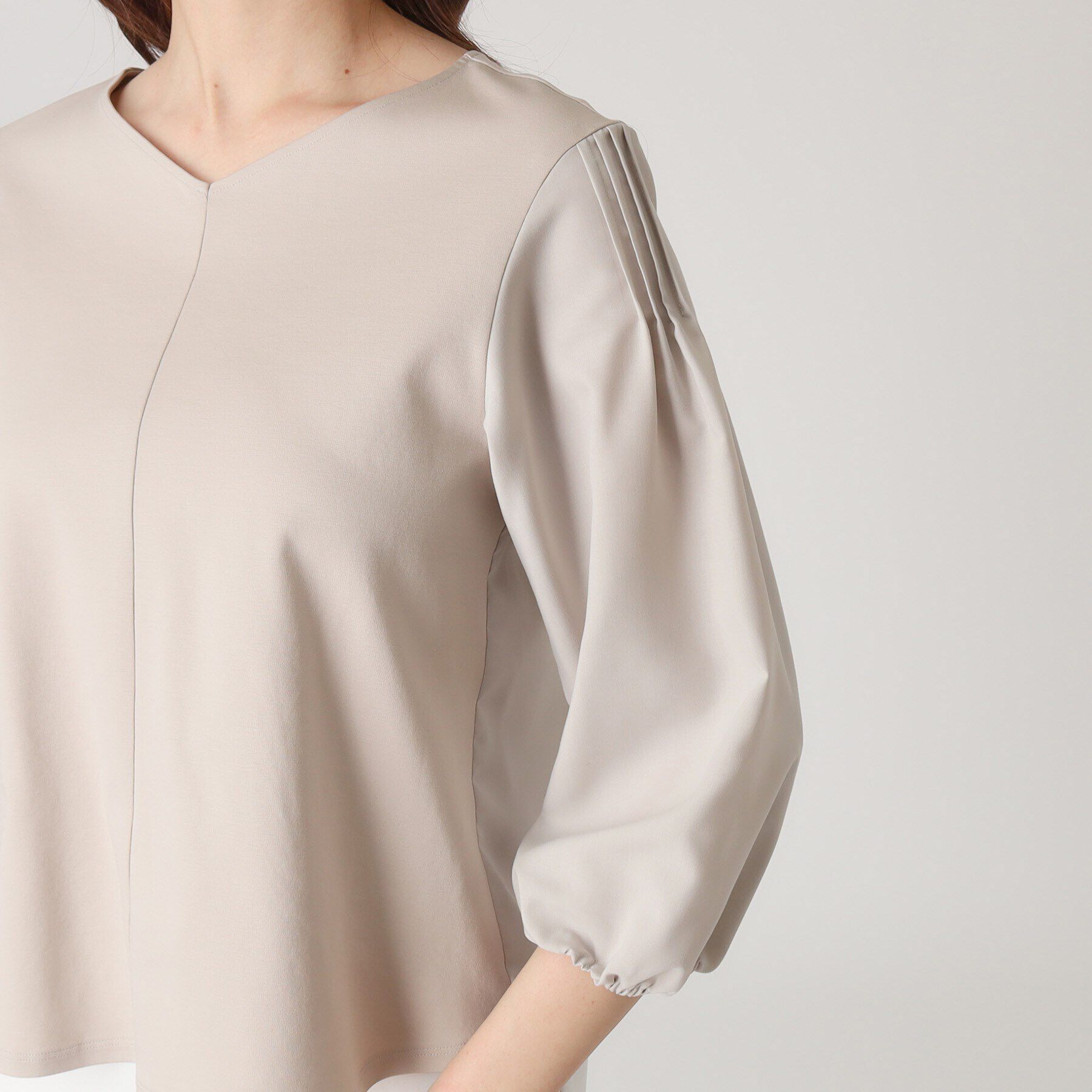 COUP DE CHANCE「【洗える／日本製／袖の異素材使い】ジャージプルオーバー」|Tシャツ・カットソー|