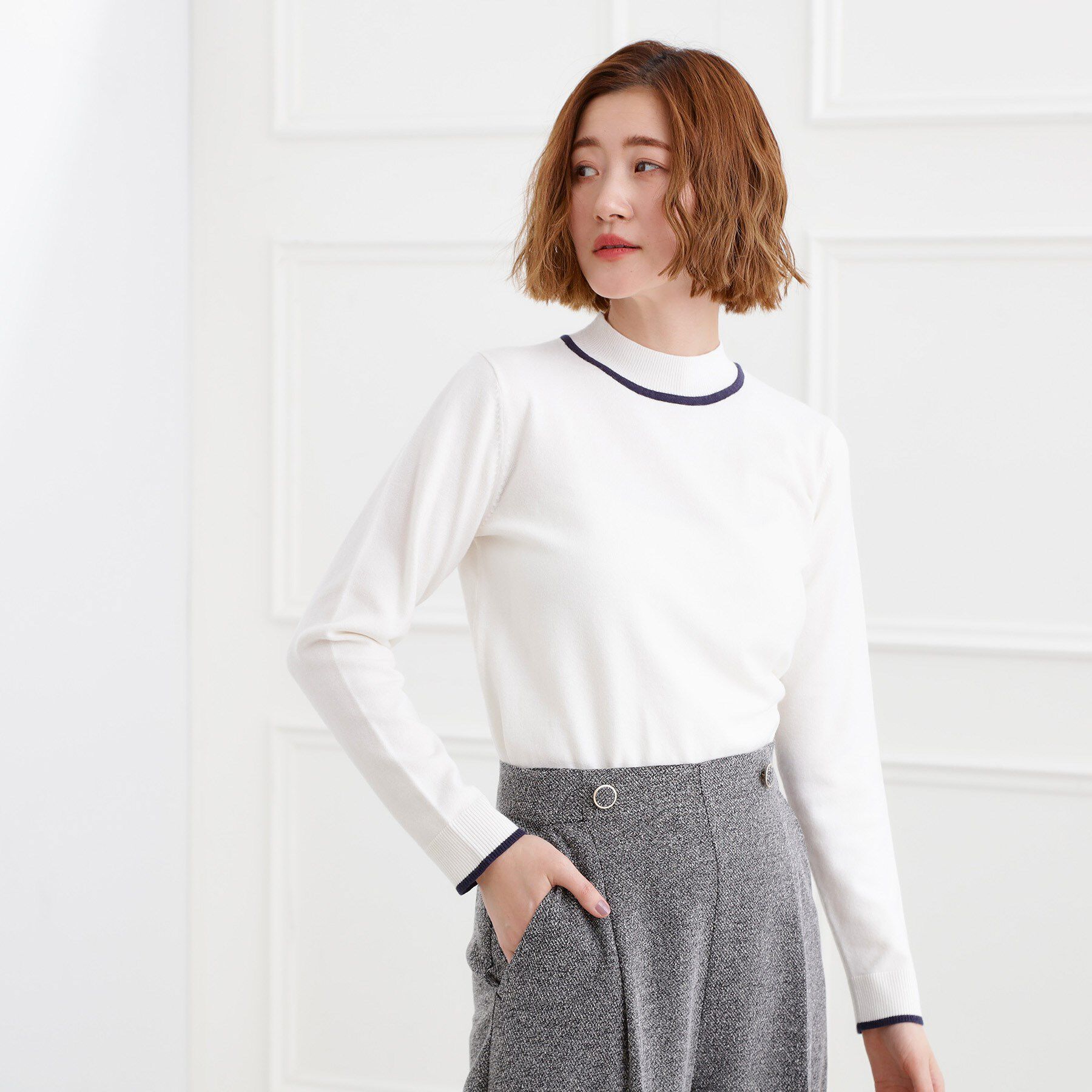 grove「バイカラーハイネックニット」|ニット・セーター|