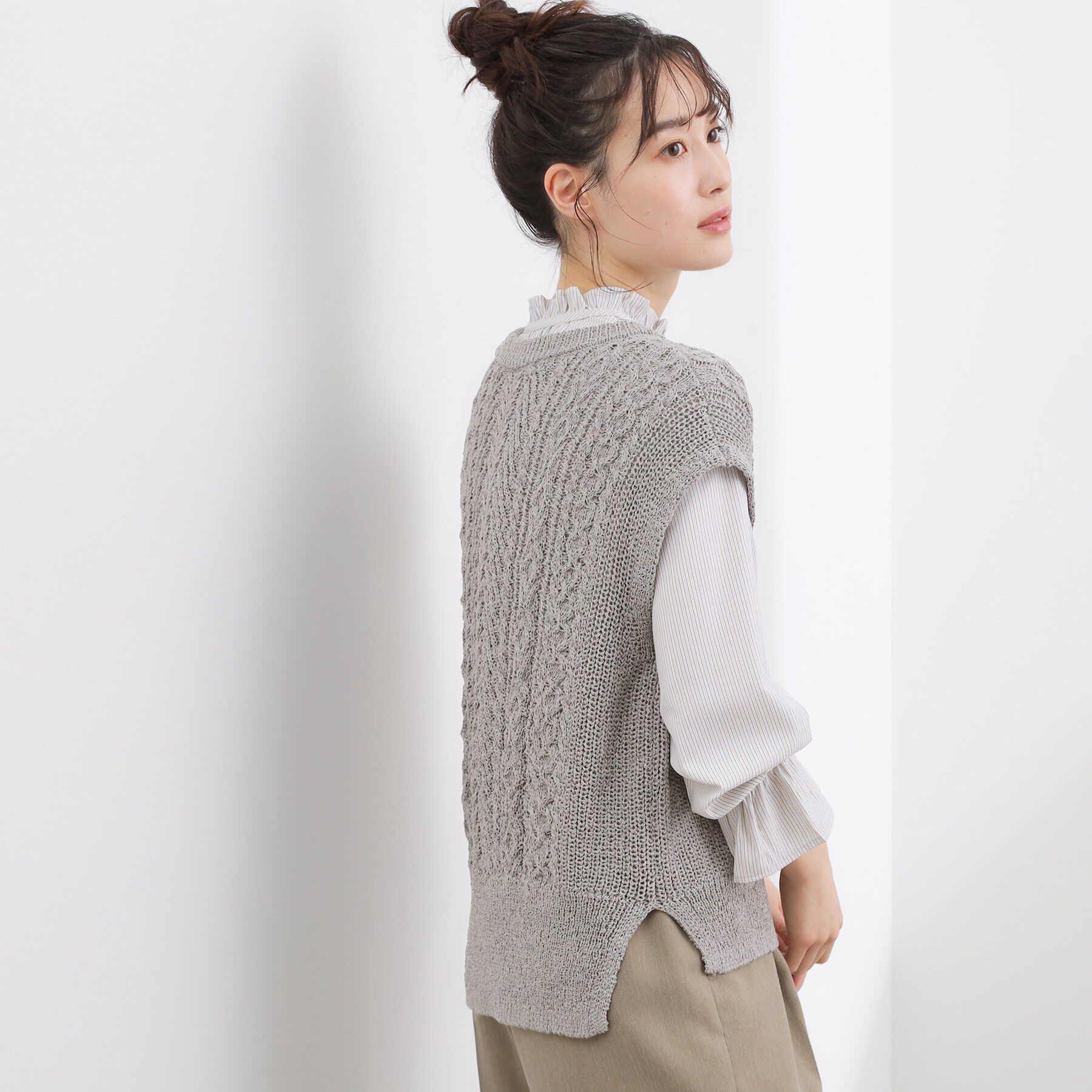 grove「リリヤーンケーブル ニットベスト」|ニット・セーター|
