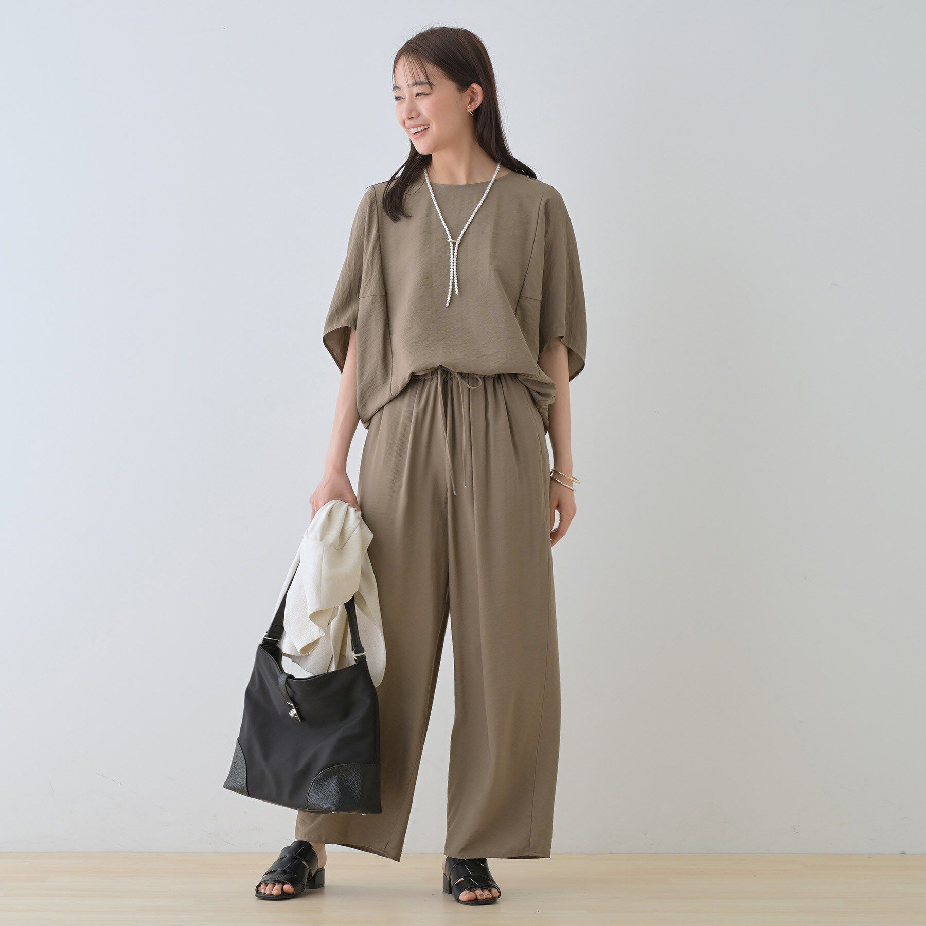 INDIVI「【洗える／UVケア／SETUP可能】ドロストワイドパンツ」|その他|