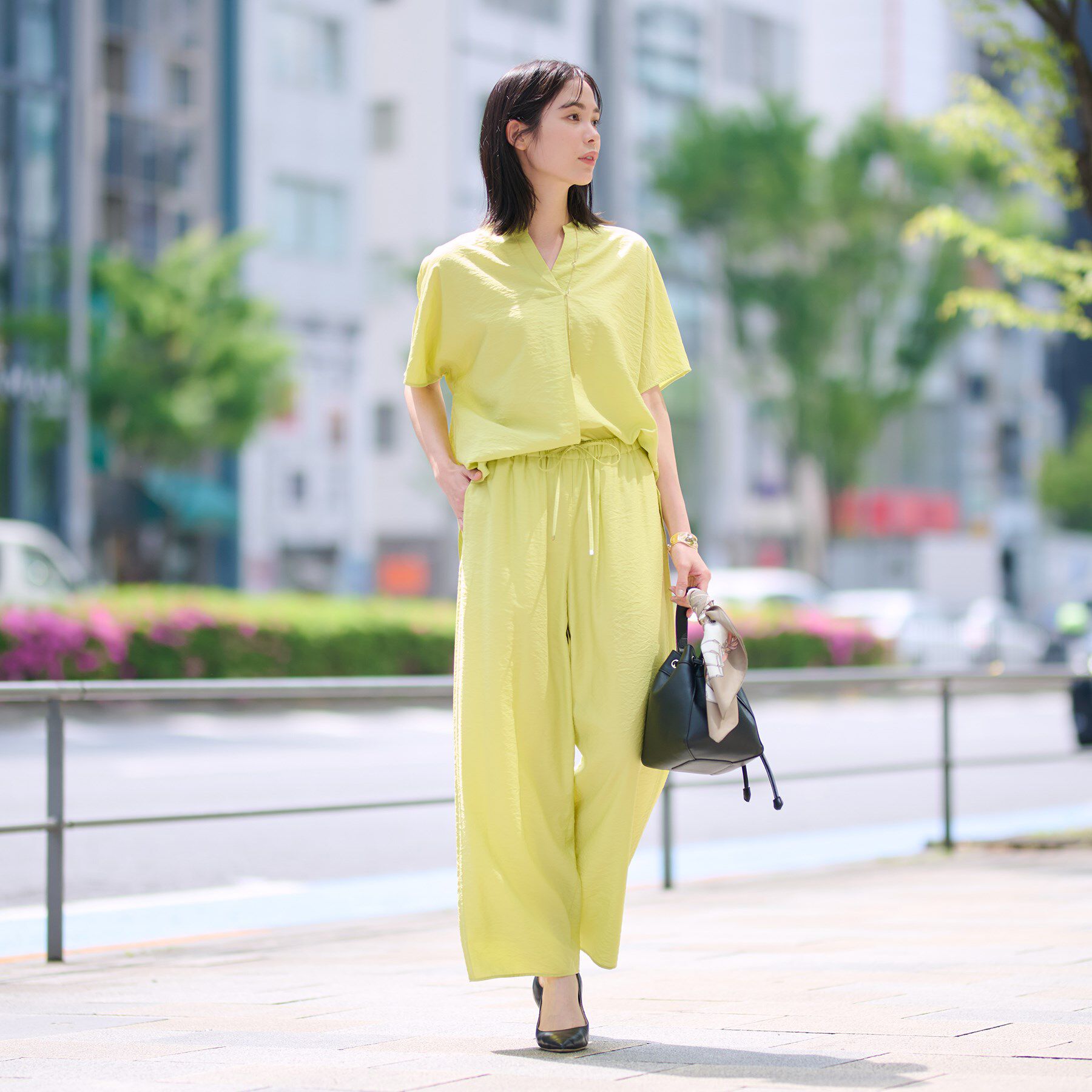 INDIVI「【洗える／UVケア／SETUP可能】ドロストワイドパンツ」|その他|