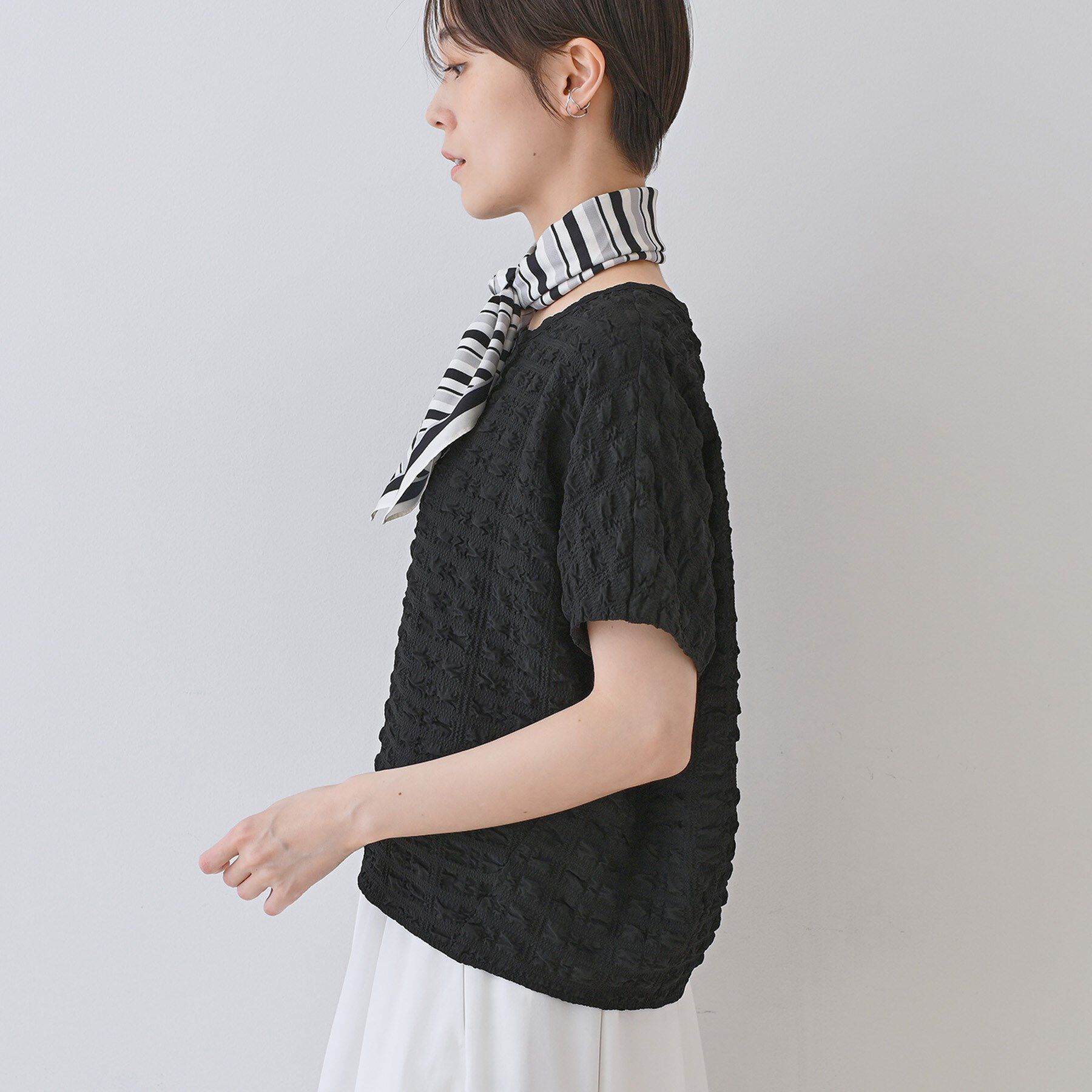 INDIVI「【洗える／凹凸素材／UVケア】コンパクトトップス」|Tシャツ・カットソー|