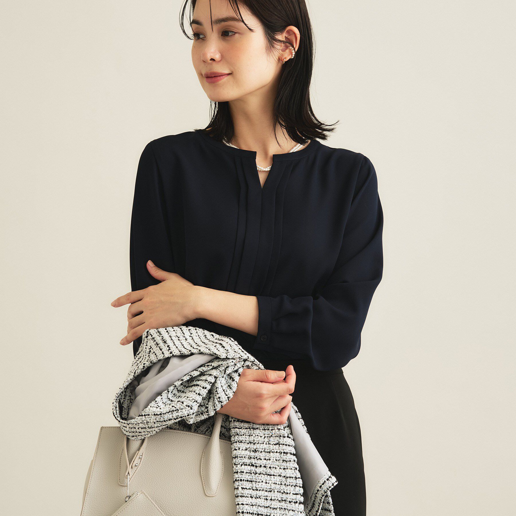 INDIVI「【セレモニー／洗える／透けにくい】ジオメ柄プリントブラウス」|シャツ・ブラウス|