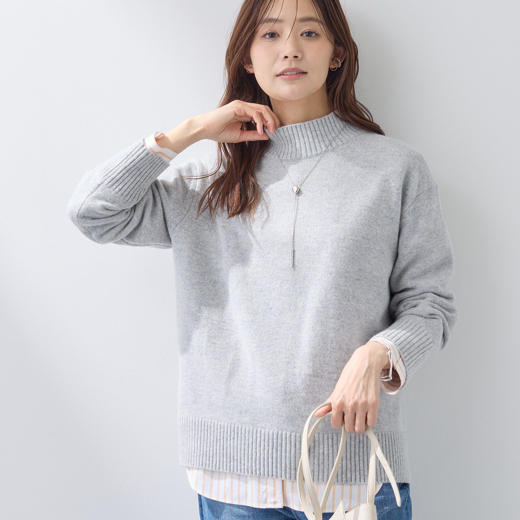 INDIVI「【カシミヤ混】ミドルゲージ ハイネックニット」|ニット・セーター|