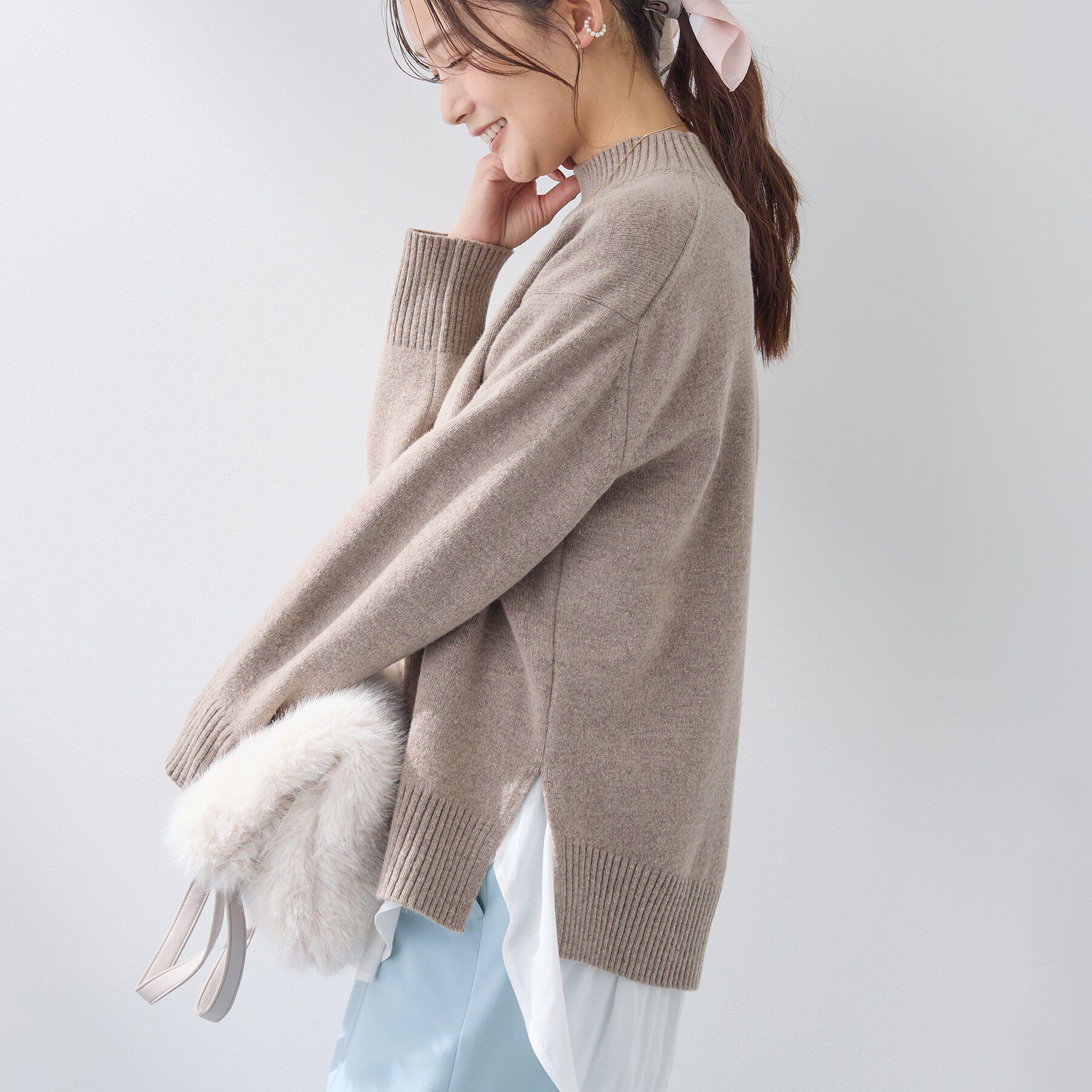 INDIVI「【カシミヤ混】ミドルゲージ ハイネックニット」|ニット・セーター|