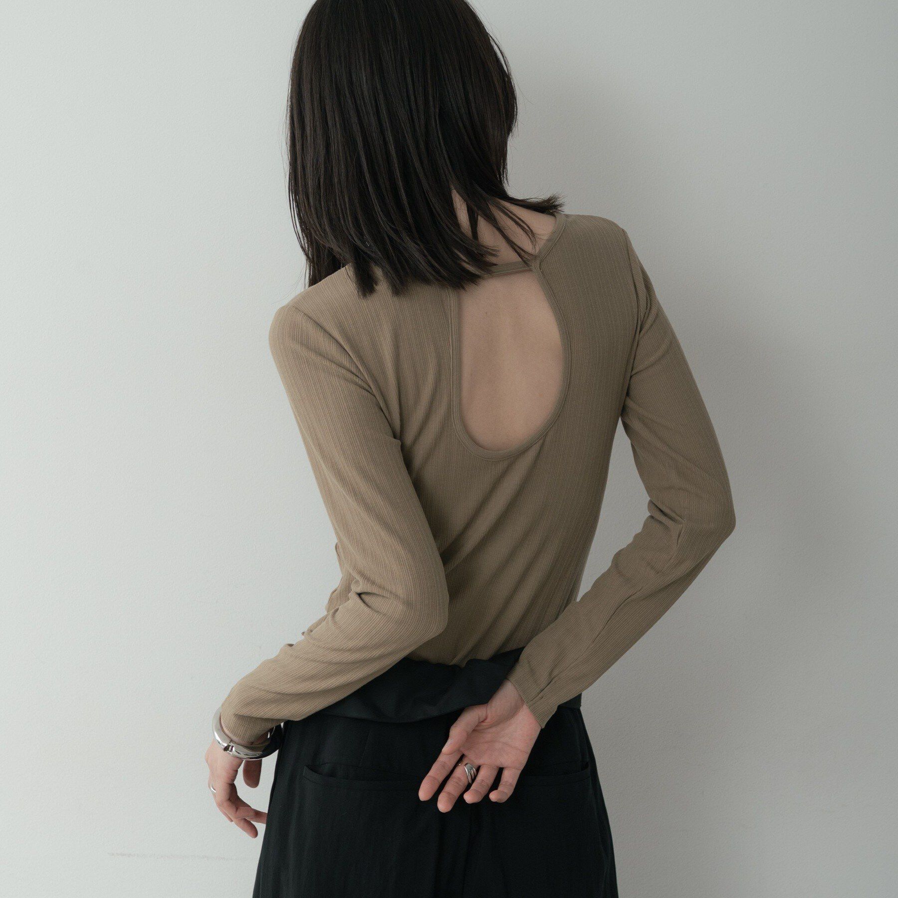 GALLEST「バックオープンリブ長袖Tシャツ」|Tシャツ・カットソー|