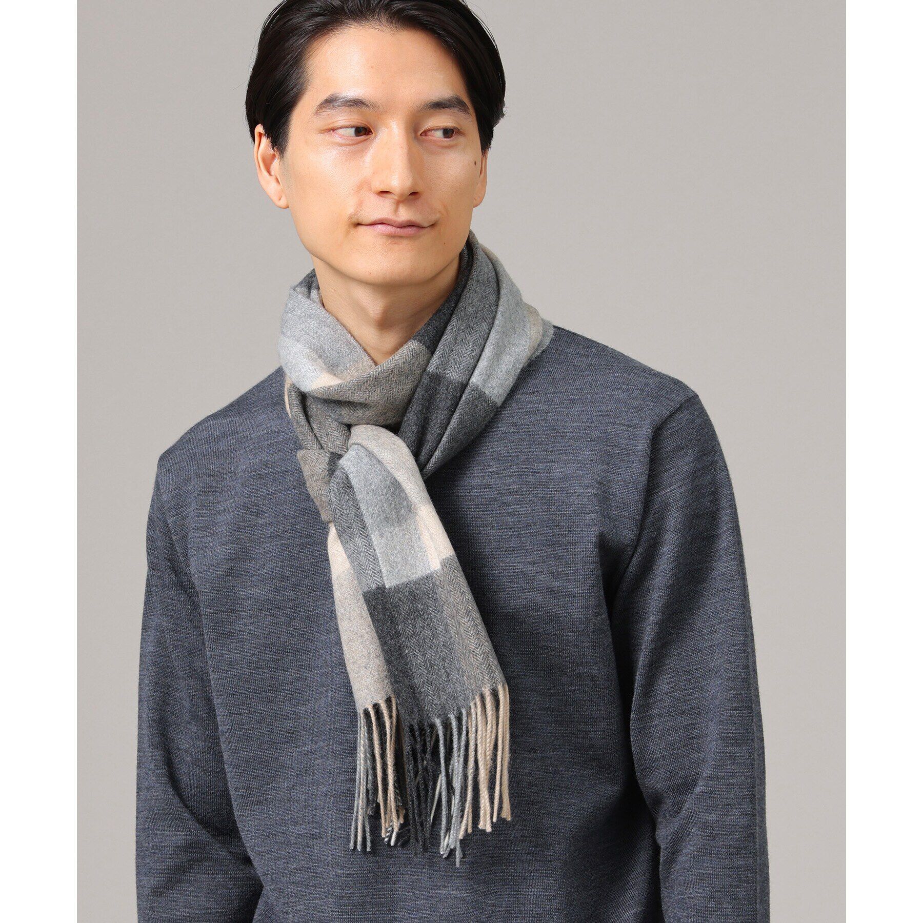 TAKEO KIKUCHI「【カシミヤ100%】チェック カシミヤマフラー」|ストール|